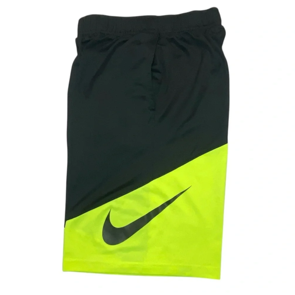 Nike Youth Athletic Dri Fit Black Neon Green Athletic Basketball‎ Shorts Sz L